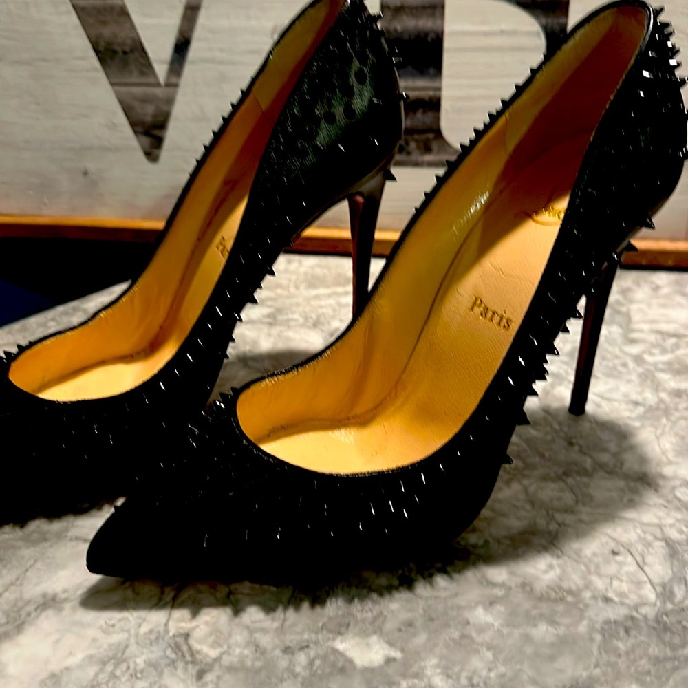 Christian Louboutin Black Spiked Heels